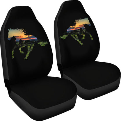 Quarter Horse Sunset Black Design Seat Covers