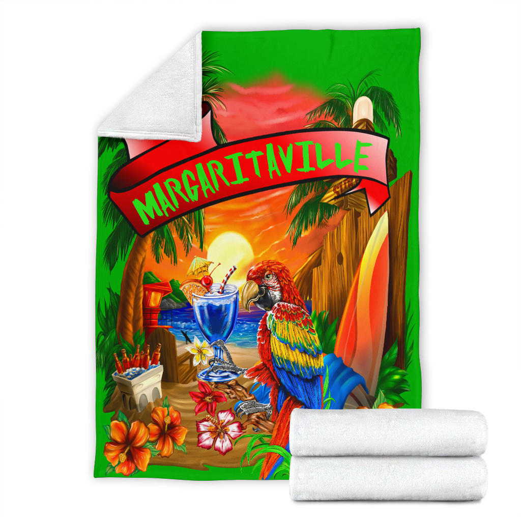 Margaritaville Lime Green Parrot Beach Premium Blanket