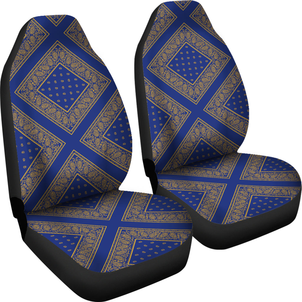 Blue Gold Bandana Car Seat Cover Diamond