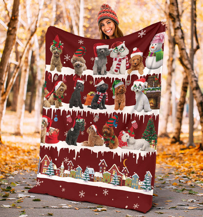 Premium Blanket Poodle Snow Christmas Blanket