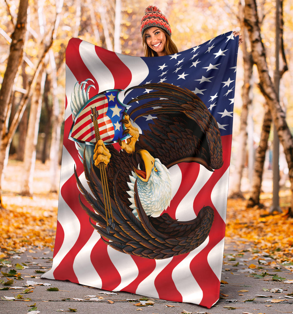 American Bald Eagle Shield Flag Premium Blanket