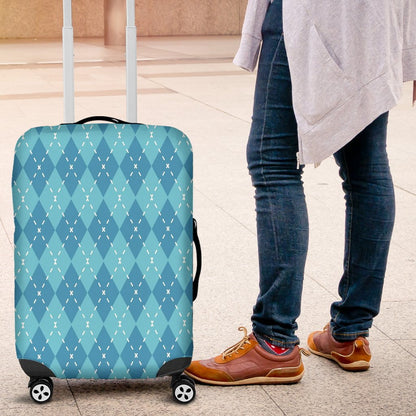 Blue Argyle Luggage Cover