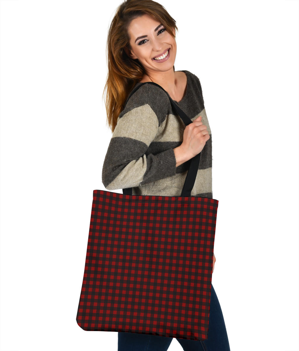 Black and White Buffalo Plaid Printed Tote Bag