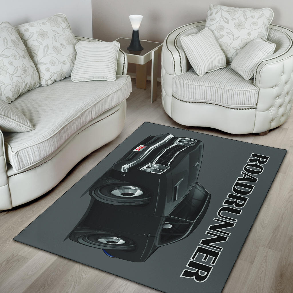 1968 Black Plymouth Roadrunner Area Rug