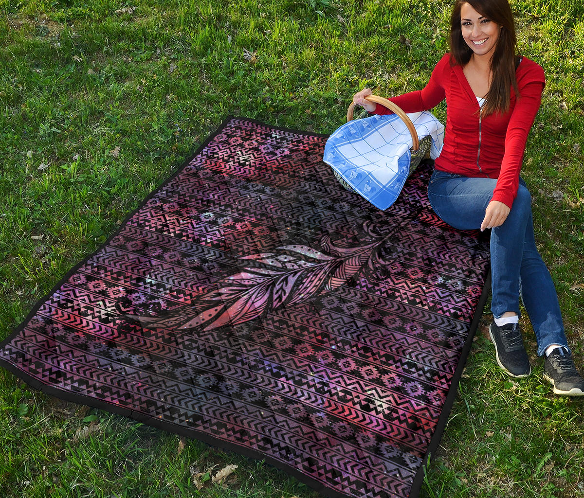 Aztec Boho Feather Premium Quilt