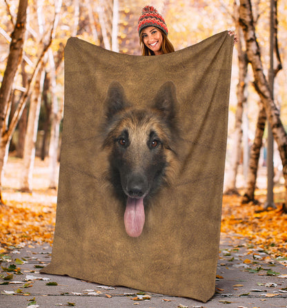 Premium Blanket Tervuren Dog Face Hair Blanket