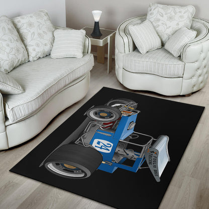 Blue Race Car Super Modified Car Art Area Rug