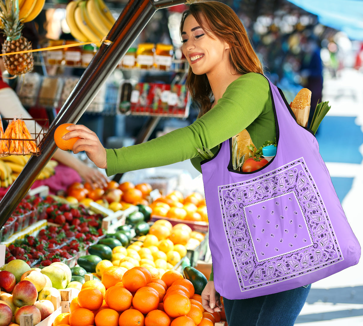 Lilac Bandana Grocery Bag 3-Pack