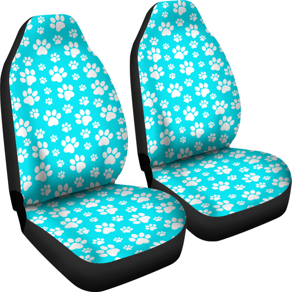 Paw Print Car Seat Cover Light Bue