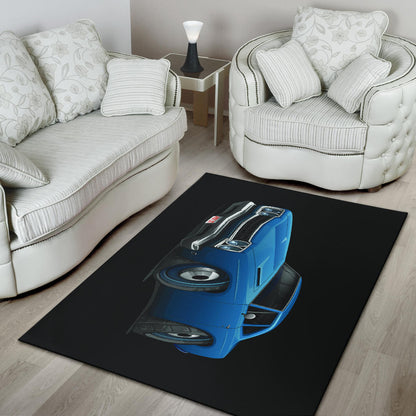1969 Plymouth Roadrunner Blue Car Art Area Rug