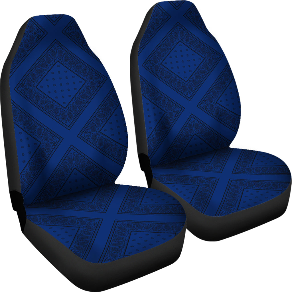 Blue and Black Bandana Car Seat Covers Diamond