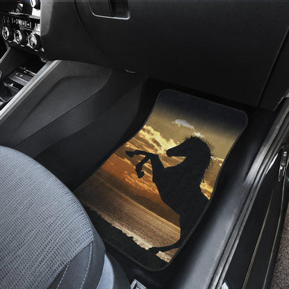 Stallion Horse Ocean Sunset Front Floor Mats Horse Set