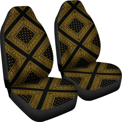 Black Gold Bandana Car Seat Covers Diamond