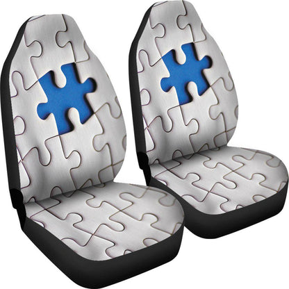 Autism Puzzle Design White Seat Covers