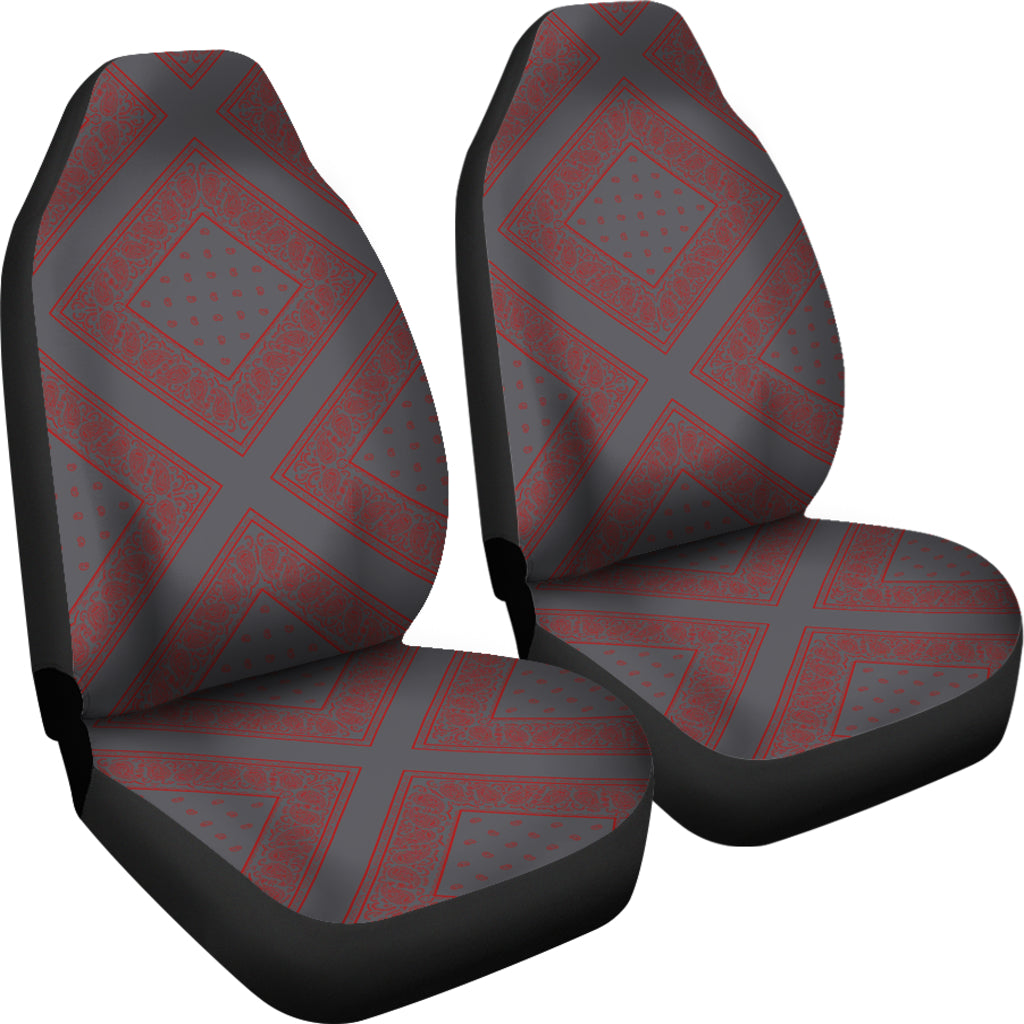 Gray and Red Gray and Red Bandana Car Cover Seats Diamond