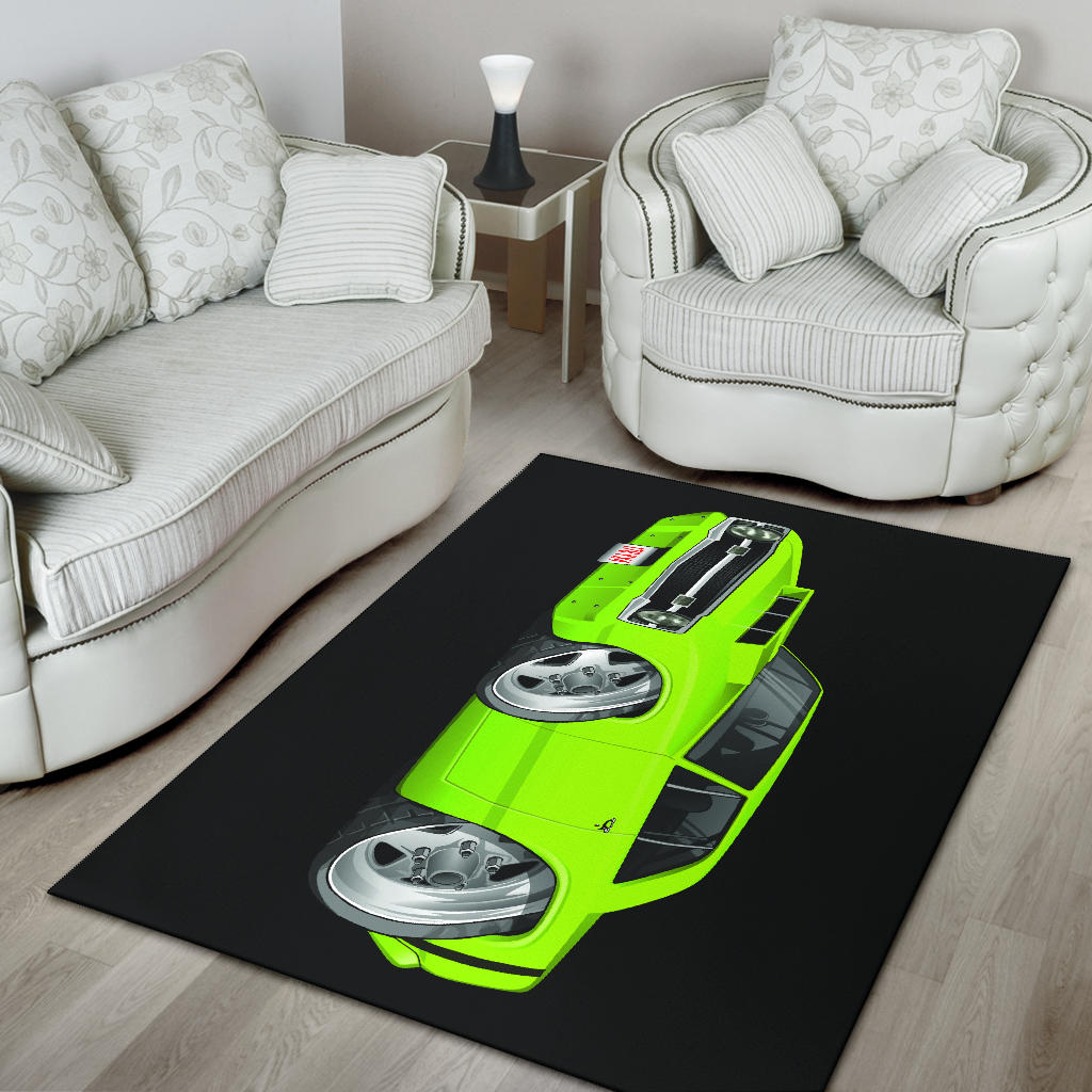 1969 Dart Cart Art Area Rug Black Background