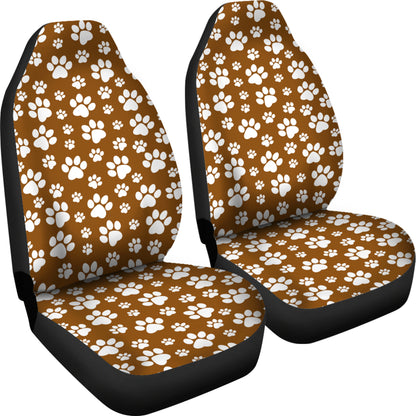 Paw Print Car Seat Covers Brown