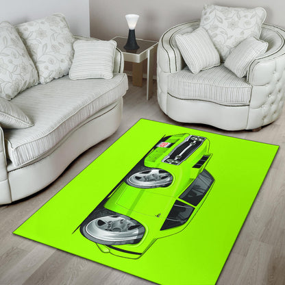 1969 Dart Car Art Area Rug Green