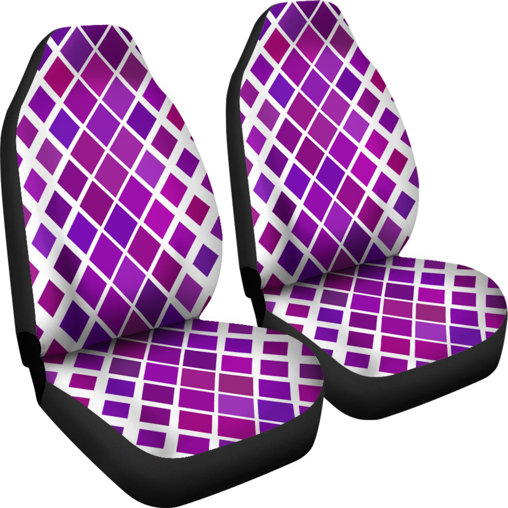 Abstract Purple Diamonds on White Car Seat Covers