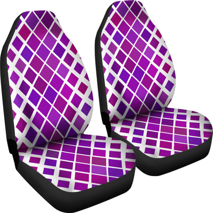 Abstract Purple Diamonds on White Car Seat Covers