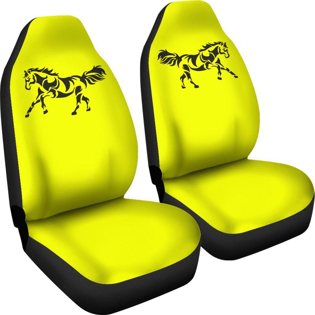 Black Horse Silhouette Yellow Seat Covers