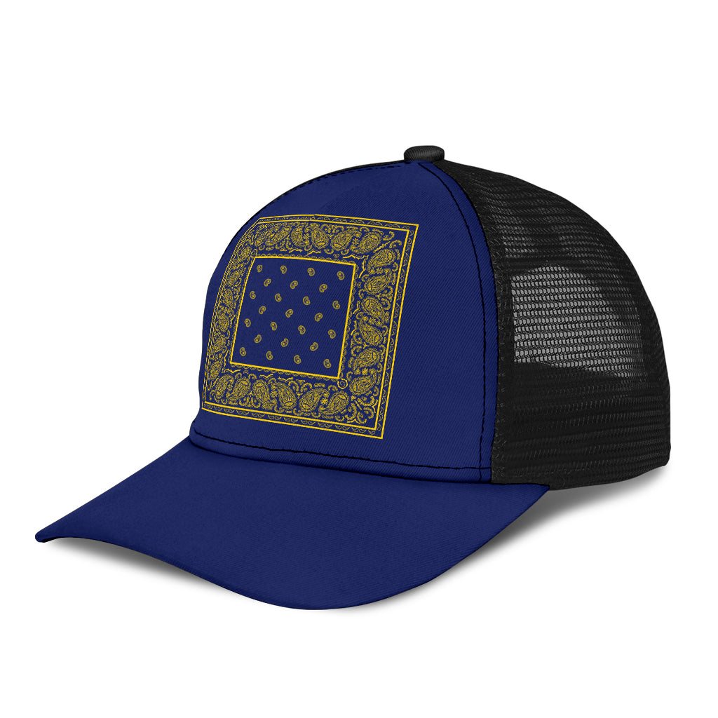 Blue and Gold Bandana Mesh Back Cap