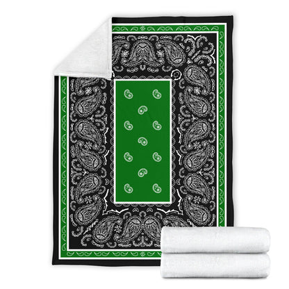 Ultra Plush Green and Black Bandana Throw Premium Blanket