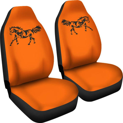 Black Horse Mustang Orange Silhouette Seat Covers