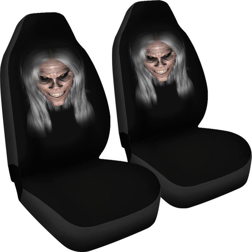 Scary Horror Gray Hair Design Black Seat Covers