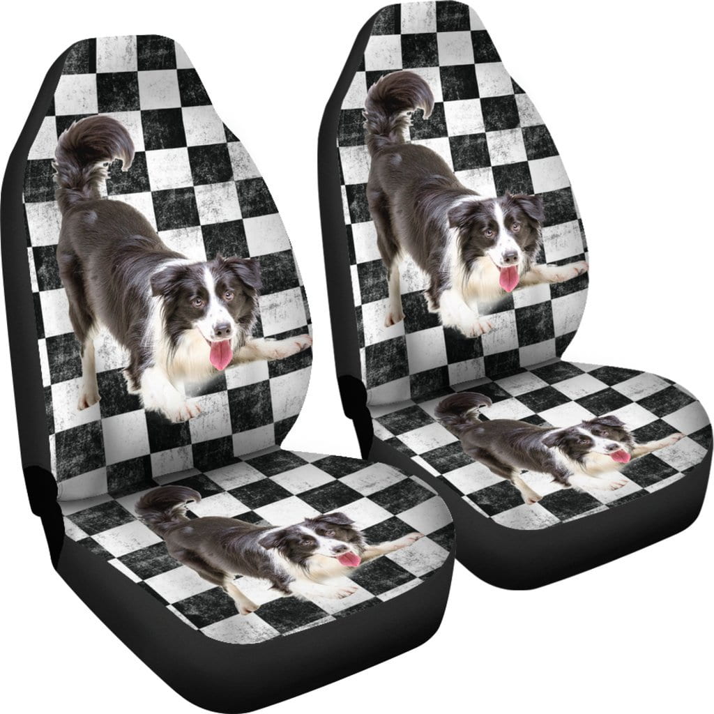 Border Collie Checkers Car Seat Covers
