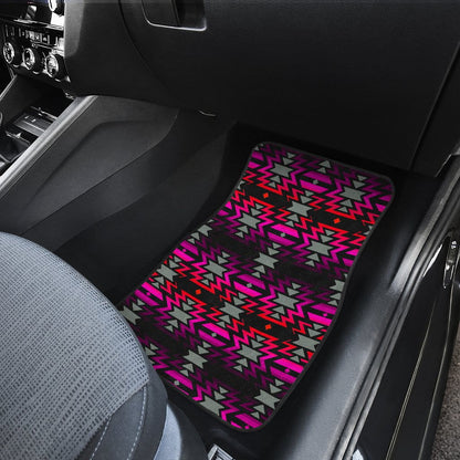 Black Fire Pink and Red Front And Back Car Floor Mats (Set Of 4)