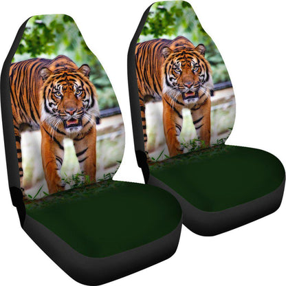 Tiger Stare Green Design Seat Covers