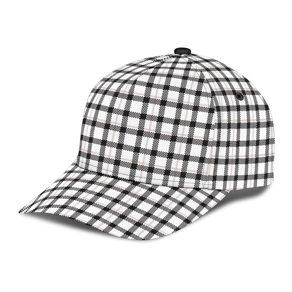 Black and White Buffalo Plaid Printed Classic Cap