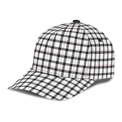 Black and White Buffalo Plaid Printed Classic Cap