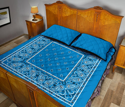 Sky Blue Bandana Bed Quilts with Shams