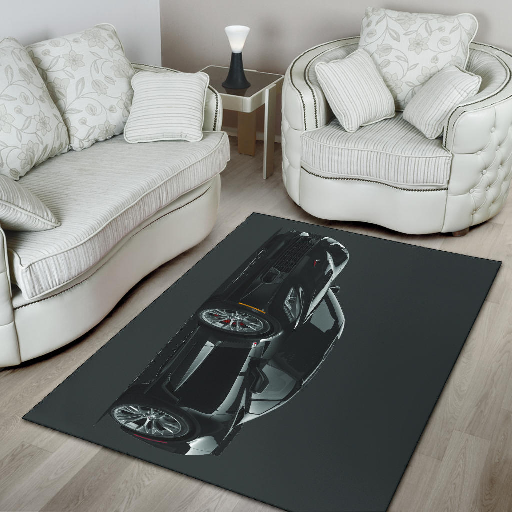 2019 Z06 Black Corvette Area Rug