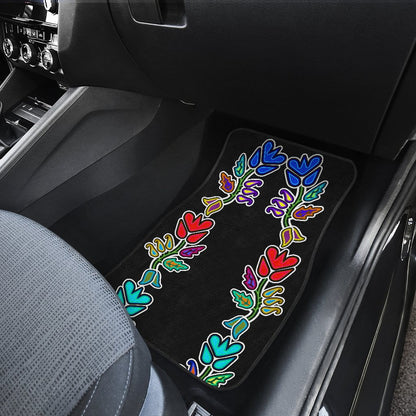 Four Directions Floral Front And Back Car Mats (Set Of 4)