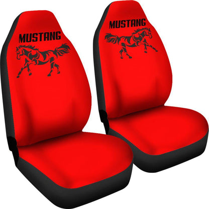 Mustang Horse Silhouette Red Seat Covers
