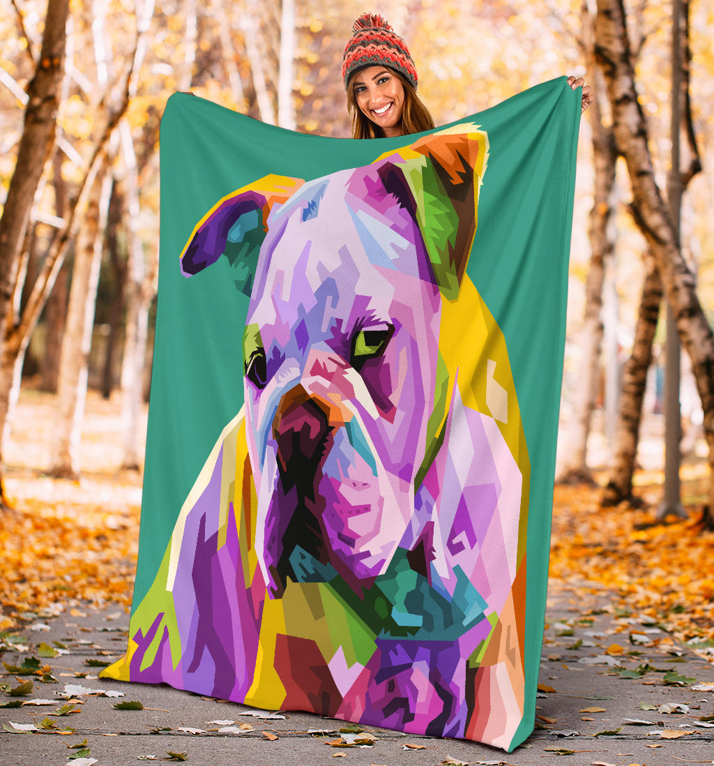 Premium Blanket colorful english bulldog pop art style