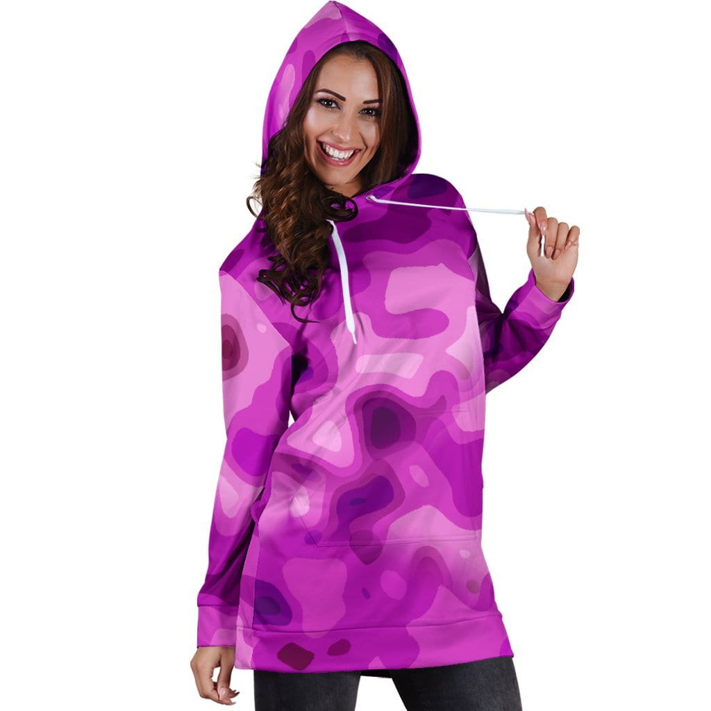 Pretty In Pink Camo Hoodie Dress for Camouflage Lovers