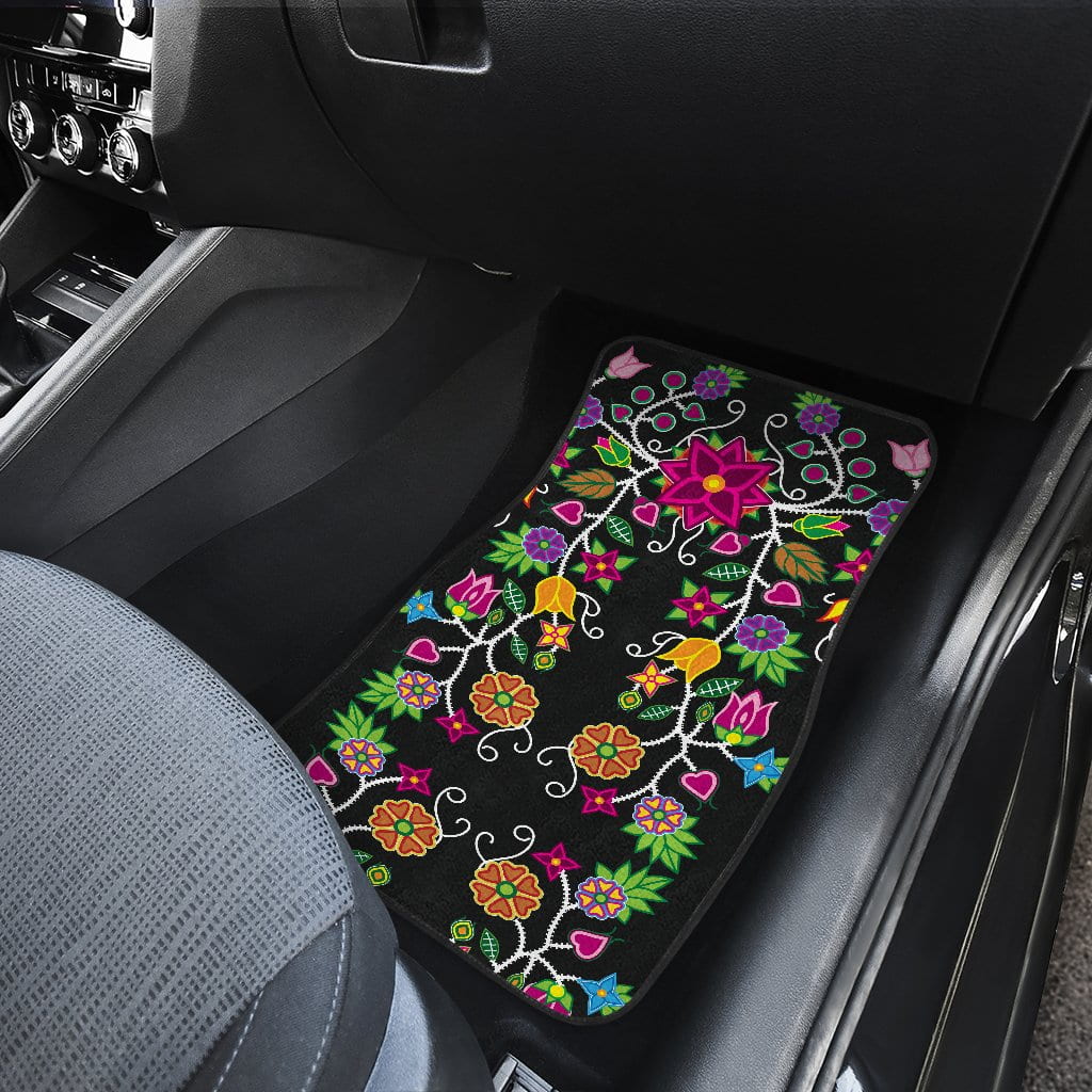 Floral Beadwork Set of 4 Car Floor Mats