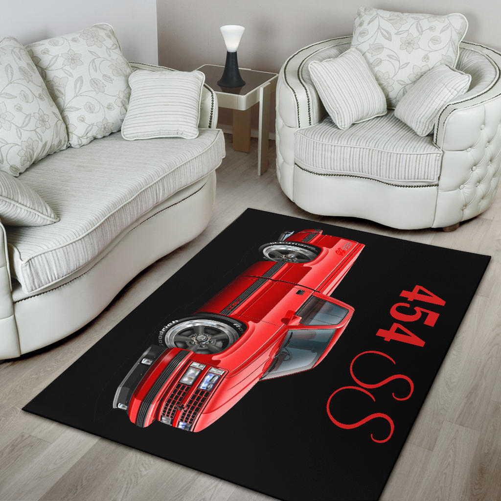 1990 454SS Pickup Truck Car Art Area Rug