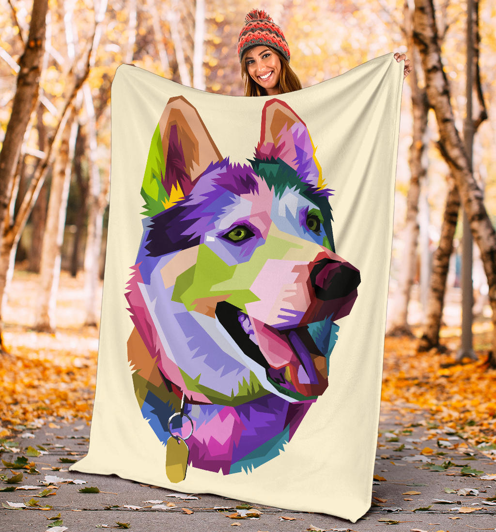Premium Blanket cute husky dog pop art style