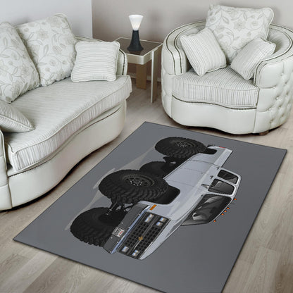 White 4x4 Crew Cab Pickup Truck Car Art Area Rug