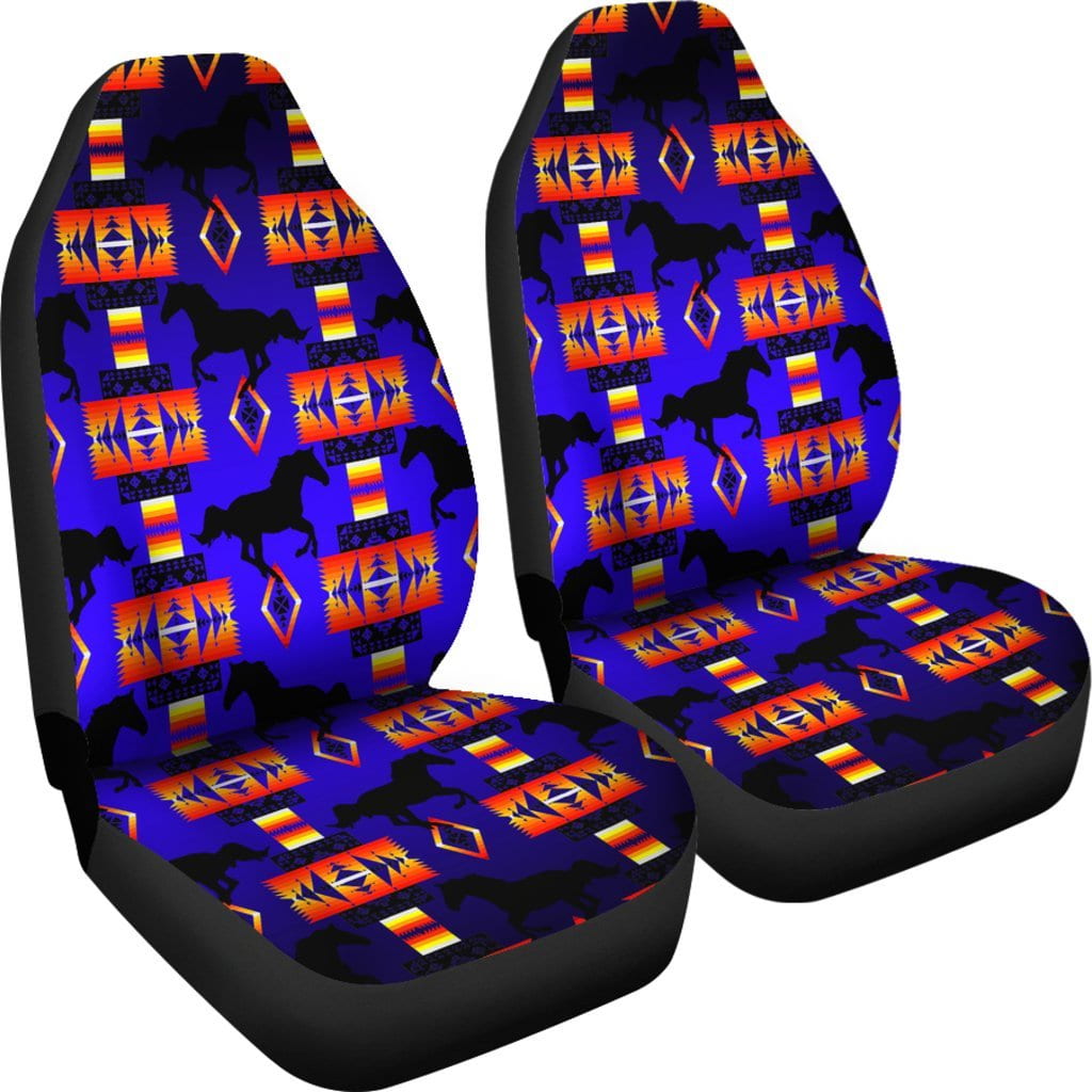 Seven Tribes Horse Blue Set of 2 Car Seat Covers