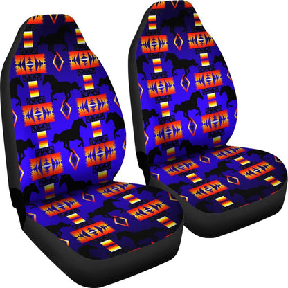 Seven Tribes Horse Blue Set of 2 Car Seat Covers