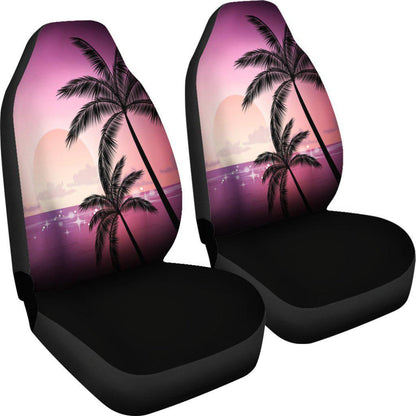 Pink Palm Tree Sunset Design Seat Covers