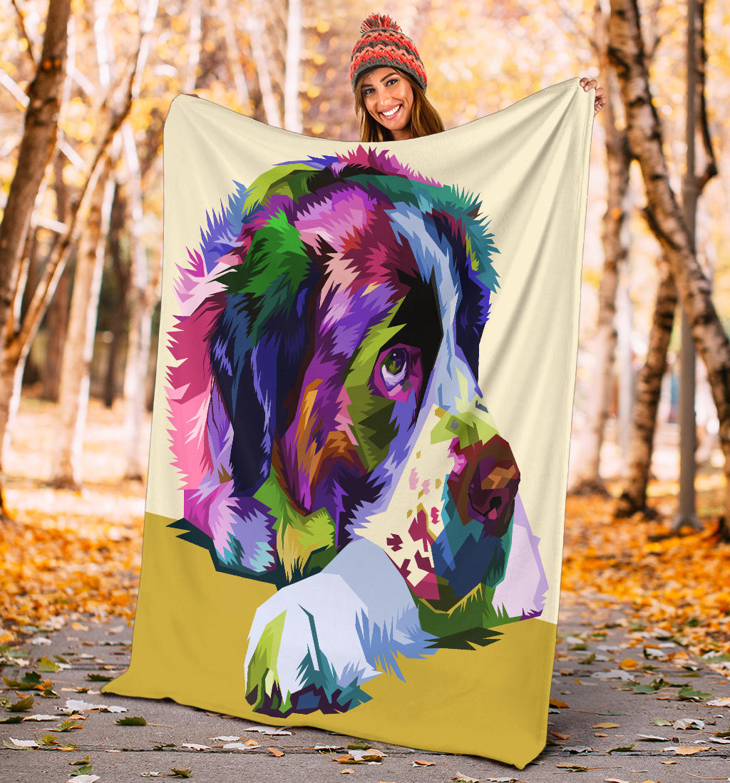 Premium Blanket colorful saint bernard dog pop art
