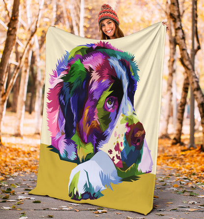 Premium Blanket colorful saint bernard dog pop art