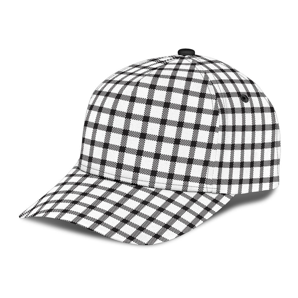 Black and White Buffalo Plaid Printed Classic Cap